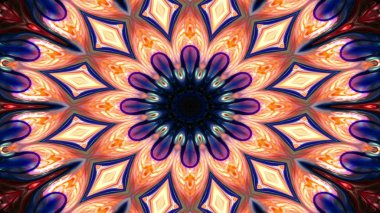 Soyut Renkli Simetrik Desensel Dekoratif Kaleydoskop Hareketi Geometrik Çember ve Yıldız Şekilleri