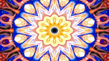 Soyut Renkli Simetrik Desensel Dekoratif Kaleydoskop Hareketi Geometrik Çember ve Yıldız Şekilleri
