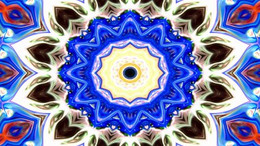 Soyut Renkli Simetrik Desensel Dekoratif Kaleydoskop Hareketi Geometrik Çember ve Yıldız Şekilleri