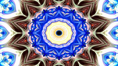 Soyut Renkli Simetrik Desensel Dekoratif Kaleydoskop Hareketi Geometrik Çember ve Yıldız Şekilleri