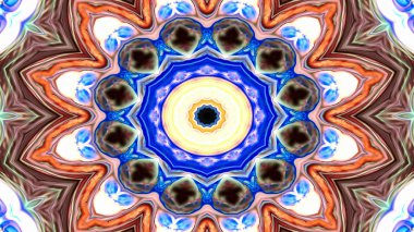 Soyut Renkli Simetrik Desensel Dekoratif Kaleydoskop Hareketi Geometrik Çember ve Yıldız Şekilleri