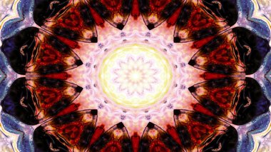 Soyut Renkli Simetrik Desensel Dekoratif Kaleydoskop Hareketi Geometrik Çember ve Yıldız Şekilleri