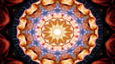 Soyut Renkli Simetrik Desensel Dekoratif Kaleydoskop Hareketi Geometrik Çember ve Yıldız Şekilleri