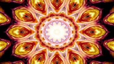 Soyut Renkli Simetrik Desensel Dekoratif Kaleydoskop Hareketi Geometrik Çember ve Yıldız Şekilleri