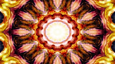 Soyut Renkli Simetrik Desensel Dekoratif Kaleydoskop Hareketi Geometrik Çember ve Yıldız Şekilleri