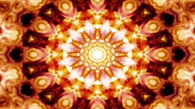 Soyut Renkli Simetrik Desensel Dekoratif Kaleydoskop Hareketi Geometrik Çember ve Yıldız Şekilleri