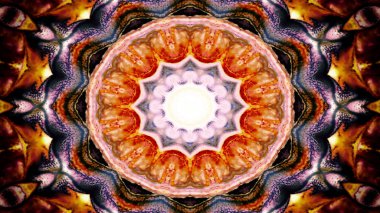 Soyut Renkli Simetrik Desensel Dekoratif Kaleydoskop Hareketi Geometrik Çember ve Yıldız Şekilleri