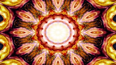 Soyut Renkli Simetrik Desensel Dekoratif Kaleydoskop Hareketi Geometrik Çember ve Yıldız Şekilleri