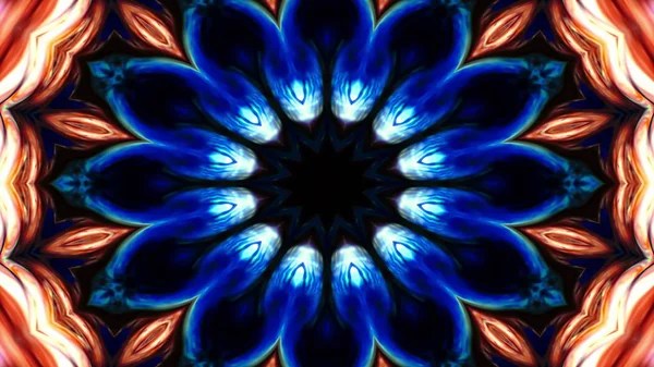 Soyut Renkli Simetrik Desensel Dekoratif Kaleydoskop Hareketi Geometrik Çember ve Yıldız Şekilleri