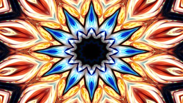 Soyut Renkli Simetrik Desensel Dekoratif Kaleydoskop Hareketi Geometrik Çember ve Yıldız Şekilleri
