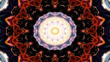 Soyut Renkli Simetrik Desensel Dekoratif Kaleydoskop Hareketi Geometrik Çember ve Yıldız Şekilleri