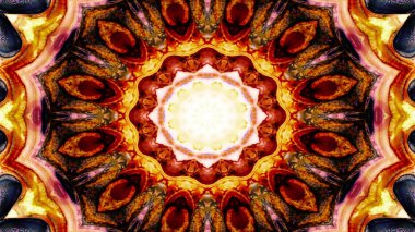 Soyut Renkli Simetrik Desensel Dekoratif Kaleydoskop Hareketi Geometrik Çember ve Yıldız Şekilleri