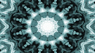 Soyut Renkli Simetrik Desensel Dekoratif Kaleydoskop Hareketi Geometrik Çember ve Yıldız Şekilleri