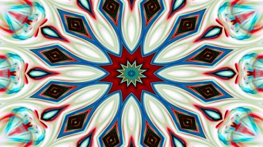 Soyut Renkli Simetrik Desensel Dekoratif Kaleydoskop Hareketi Geometrik Çember ve Yıldız Şekilleri