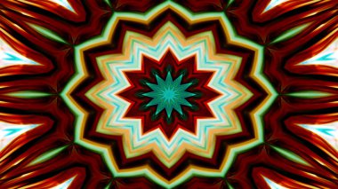 Soyut Renkli Simetrik Desensel Dekoratif Kaleydoskop Hareketi Geometrik Çember ve Yıldız Şekilleri