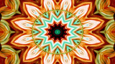 Soyut Renkli Simetrik Desensel Dekoratif Kaleydoskop Hareketi Geometrik Çember ve Yıldız Şekilleri