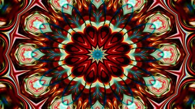 Soyut Renkli Simetrik Desensel Dekoratif Kaleydoskop Hareketi Geometrik Çember ve Yıldız Şekilleri