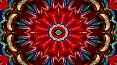 Soyut Renkli Simetrik Desensel Dekoratif Kaleydoskop Hareketi Geometrik Çember ve Yıldız Şekilleri