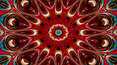 Soyut Renkli Simetrik Desensel Dekoratif Kaleydoskop Hareketi Geometrik Çember ve Yıldız Şekilleri