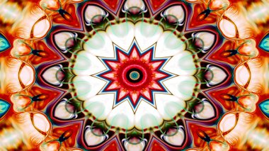 Soyut Renkli Simetrik Desensel Dekoratif Kaleydoskop Hareketi Geometrik Çember ve Yıldız Şekilleri