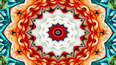 Soyut Renkli Simetrik Desensel Dekoratif Kaleydoskop Hareketi Geometrik Çember ve Yıldız Şekilleri