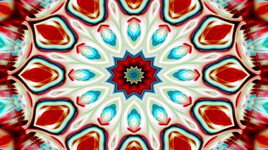 Soyut Renkli Simetrik Desensel Dekoratif Kaleydoskop Hareketi Geometrik Çember ve Yıldız Şekilleri