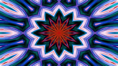 Soyut Renkli Simetrik Desensel Dekoratif Kaleydoskop Hareketi Geometrik Çember ve Yıldız Şekilleri
