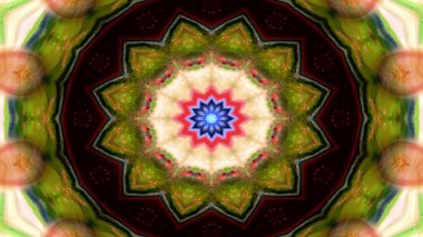 Soyut Renkli Simetrik Desensel Dekoratif Kaleydoskop Hareketi Geometrik Çember ve Yıldız Şekilleri