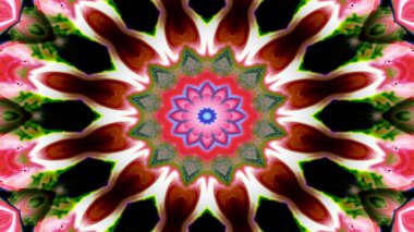 Soyut Renkli Simetrik Desensel Dekoratif Kaleydoskop Hareketi Geometrik Çember ve Yıldız Şekilleri