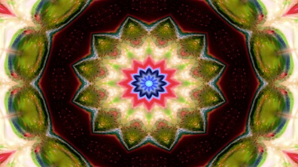 Soyut Renkli Simetrik Desensel Dekoratif Kaleydoskop Hareketi Geometrik Çember Yıldız — Stok fotoğraf