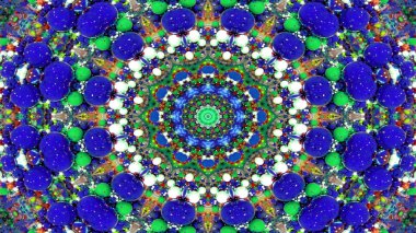 Soyut Renkli Simetrik Desensel Dekoratif Kaleydoskop Hareketi Geometrik Çember ve Yıldız Şekilleri