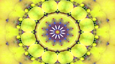 Soyut Renkli Simetrik Desensel Dekoratif Kaleydoskop Hareketi Geometrik Çember ve Yıldız Şekilleri