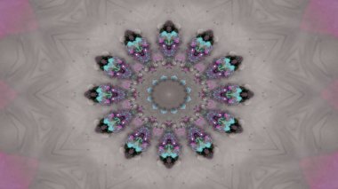 Soyut Renkli Simetrik Desensel Dekoratif Kaleydoskop Hareketi Geometrik Çember ve Yıldız Şekilleri