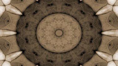 Soyut Renkli Simetrik Desensel Dekoratif Kaleydoskop Hareketi Geometrik Çember ve Yıldız Şekilleri