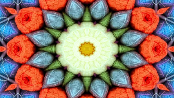 Abstract Colorful Symmetric Pattern Ornamental Decorative Kaleidoscope Movement Geometric Circle — Stock Photo, Image