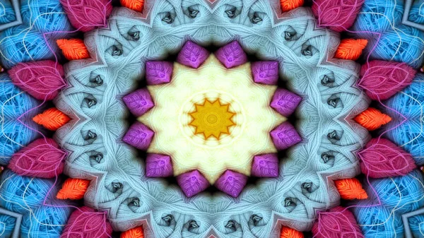 Abstract Colorful Symmetric Pattern Ornamental Decorative Kaleidoscope Movement Geometric Circle — Stock Photo, Image