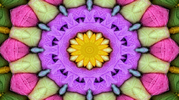Abstrakt Färgglada Symmetriska Mönster Prydnads Dekorativa Kalejdoskop Rörelse Geometriska Cirkel — Stockfoto