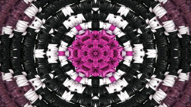 Soyut Renkli Simetrik Desensel Dekoratif Kaleydoskop Hareketi Geometrik Çember ve Yıldız Şekilleri
