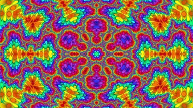 Soyut Renkli Simetrik Desensel Dekoratif Kaleydoskop Hareketi Geometrik Çember ve Yıldız Şekilleri