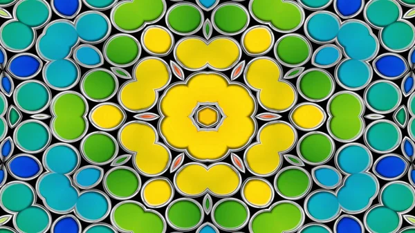 Abstract Colorful Symmetric Pattern Ornamental Decorative Kaleidoscope Movement Geometric Circle — Stock Photo, Image