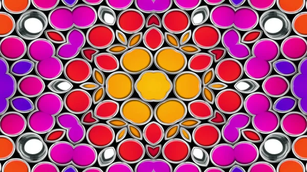 Astratto Colorato Modello Simmetrico Ornamentale Decorativo Caleidoscopio Movimento Geometrico Cerchio — Foto Stock