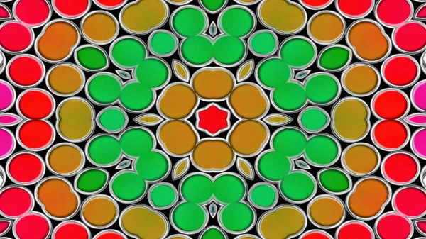 Abstract Colorful Symmetric Pattern Ornamental Decorative Kaleidoscope Movement Geometric Circle — Stock Photo, Image