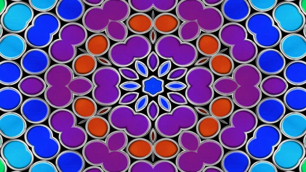 Abstrakt Färgglada Symmetriska Mönster Prydnads Dekorativa Kalejdoskop Rörelse Geometriska Cirkel — Stockfoto