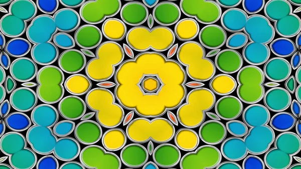 Abstract Colorful Symmetric Pattern Ornamental Decorative Kaleidoscope Movement Geometric Circle — Stock Photo, Image