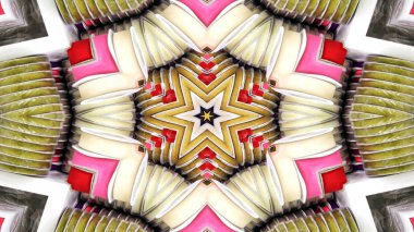 Soyut Renkli Simetrik Desensel Dekoratif Kaleydoskop Hareketi Geometrik Çember ve Yıldız Şekilleri