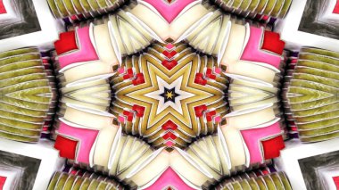 Soyut Renkli Simetrik Desensel Dekoratif Kaleydoskop Hareketi Geometrik Çember ve Yıldız Şekilleri
