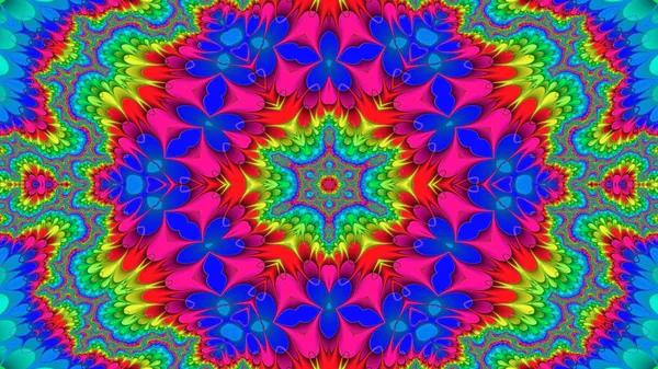 Abstract Colorful Symmetric Pattern Ornamental Decorative Kaleidoscope Movement Geometric Circle and Star Shapes