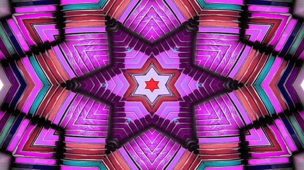 Abstract Colorful Symmetric Pattern Ornamental Decorative Kaleidoscope Movement Geometric Circle — Stock Photo, Image