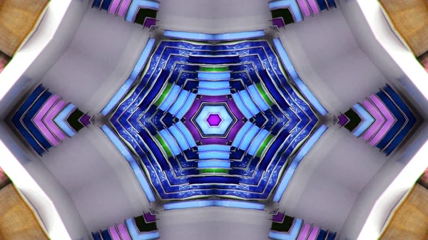 Abstraktní Barevný Symetrický Vzor Ornamentální Dekorativní Kaleidoskop Hnutí Geometrický Kruh — Stock fotografie