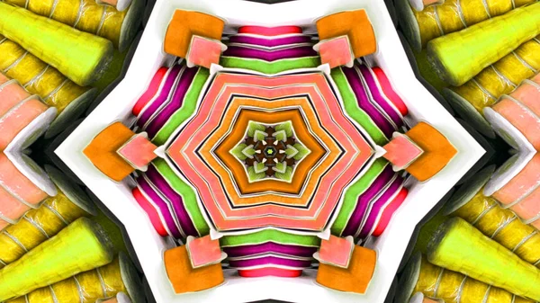 Абстрактный Красочный Симметричный Узор Декоративно Декоративный Калейдоскоп Движение Геометрический Круг — стоковое фото